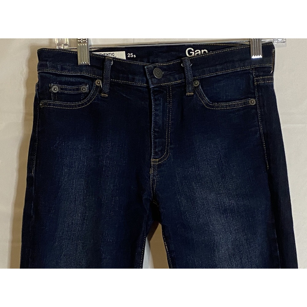 GAP 1969 Skinny Jeans Size 25 Short Blue Stretch Distressed Hem - Picture 2 of 10